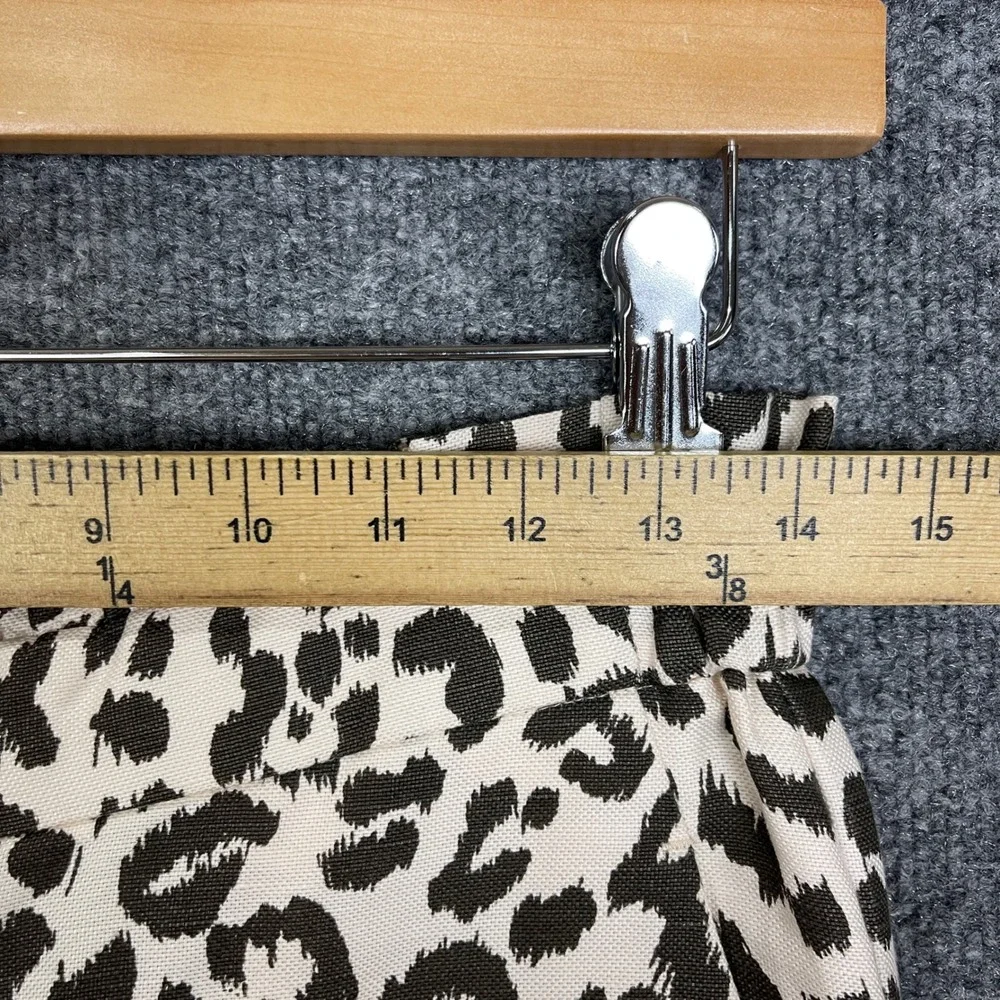 J. Crew Pants Womens 2 Cream Leopard Print Excellent High Rise Paperbag Waist